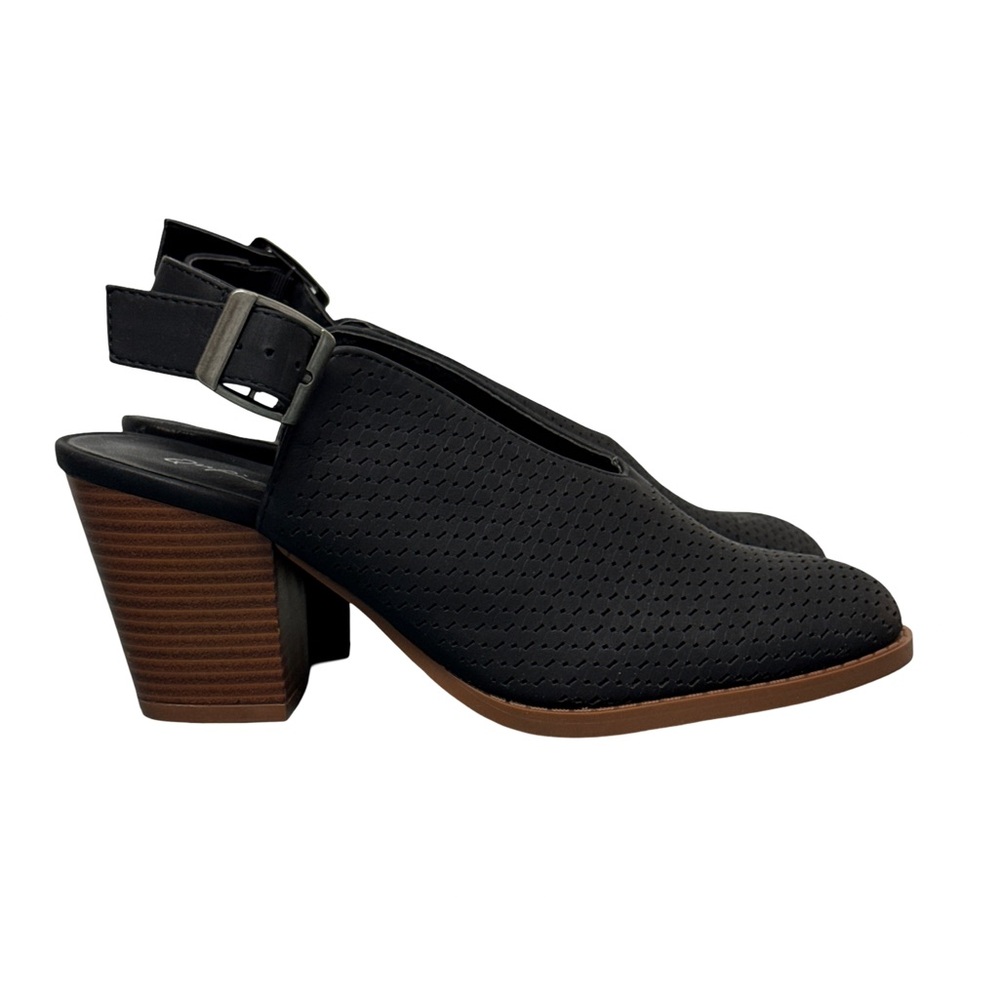 Qupid Black Slingback Block Heels Women’s 6